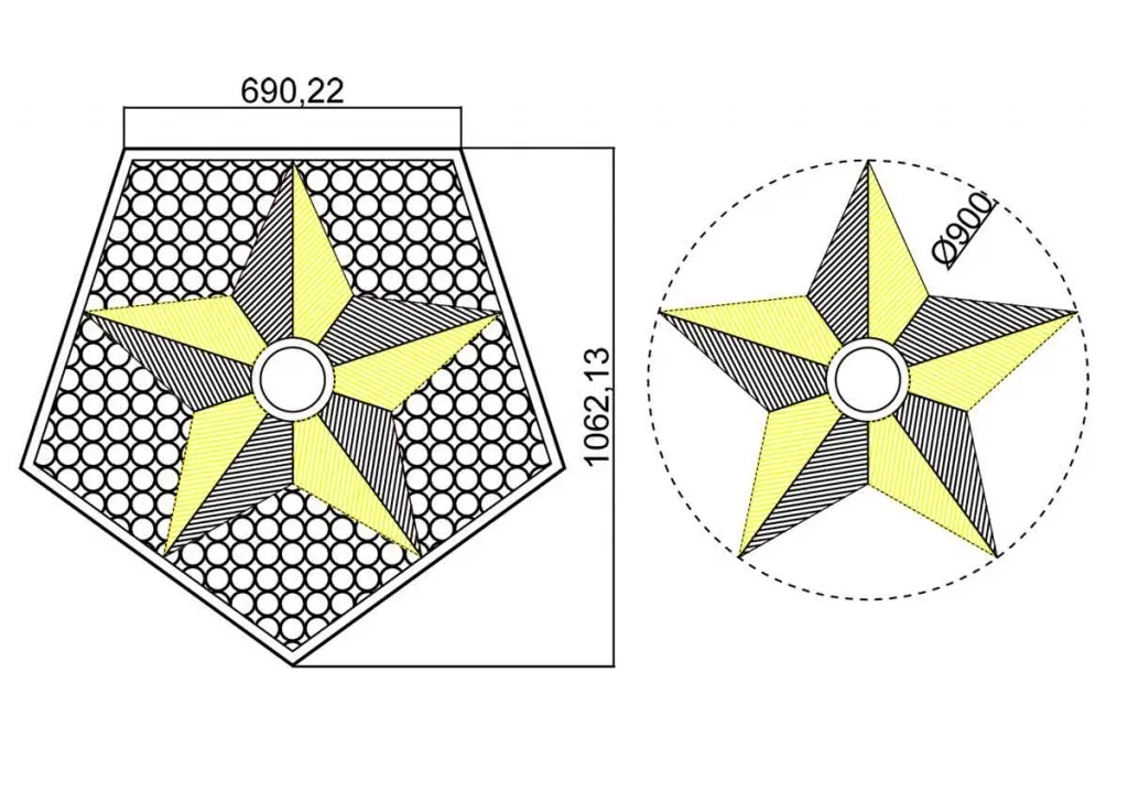 Вечный огонь - схема звезды вечного огня на декоративной решетке в Красноярске 